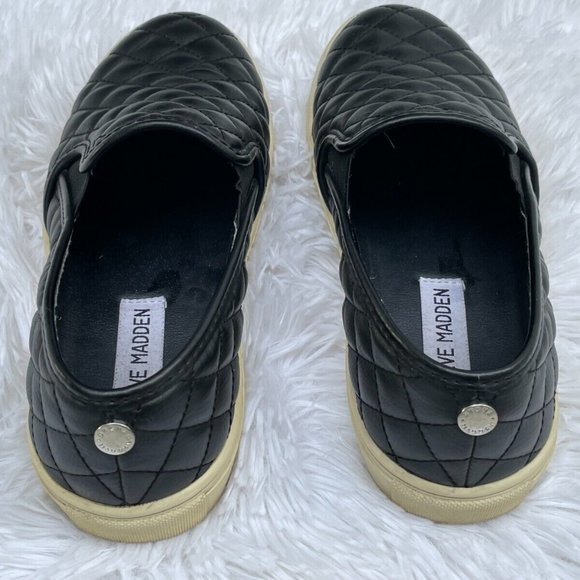 Steve Madden Women Shoes Black Quilt Faux Leather Upper Sneaker Size 6.5 - Picture 5 of 12
